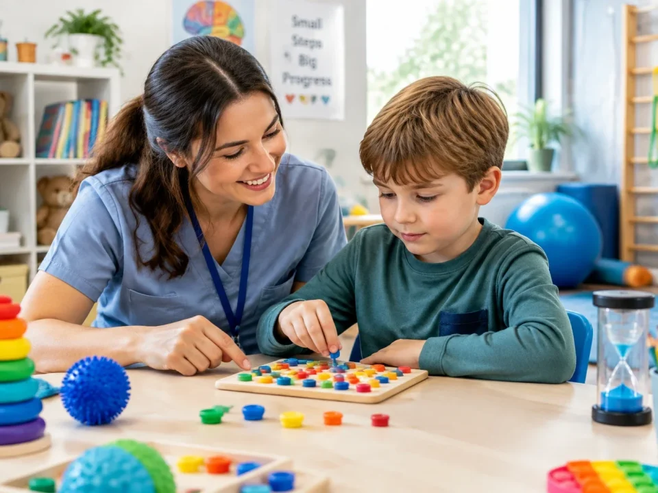 جلسه کاردرمانی ذهنی و تمرینات بهبود تمرکز برای کودک با اختلال بیش فعالی و نقص توجه ADHD در مرکز ماهان