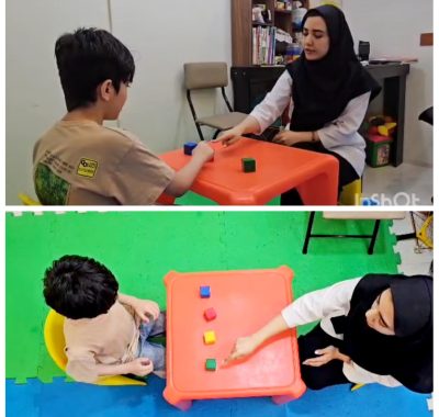 جلسه گفتاردرمانی کودک با اختلال گفتار در کلینیک ماهان