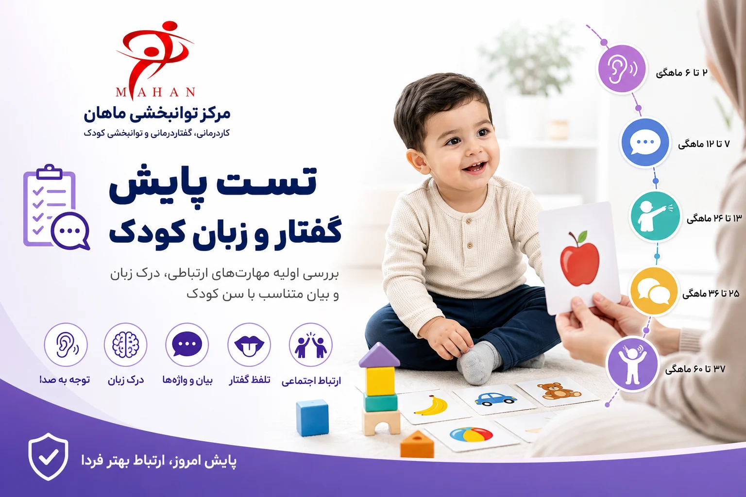 تست پایش گفتار و زبان کودک متناسب با سن در مرکز توانبخشی ماهان تهران